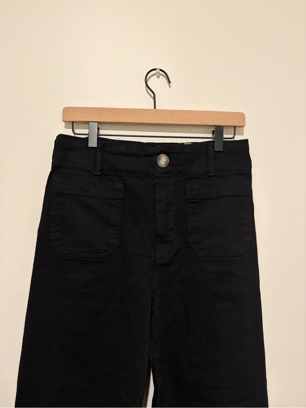 Anthropologie Maeve Colette Pants Black Size 29 High Rise Wide Leg Patch Pocket - Picture 3 of 7